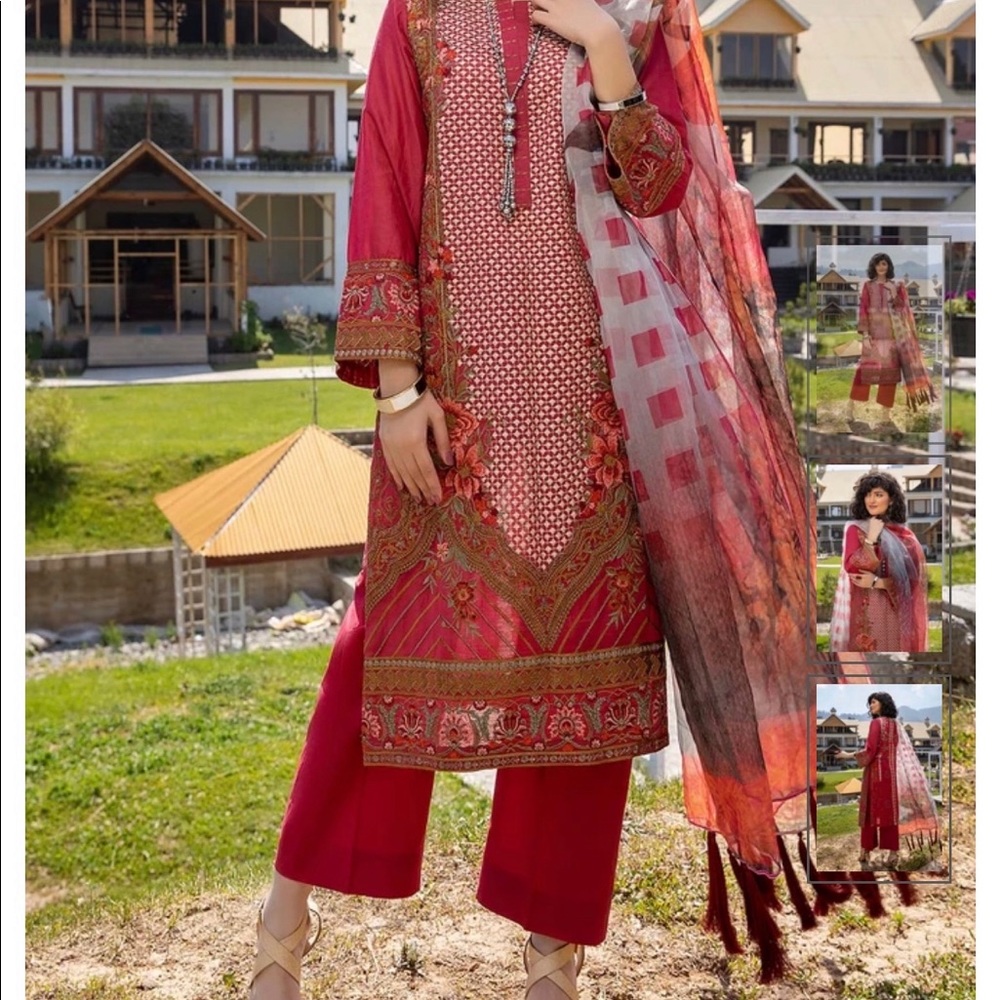 Pakistani brand new 3 picec full embroidery dress size medium to large
